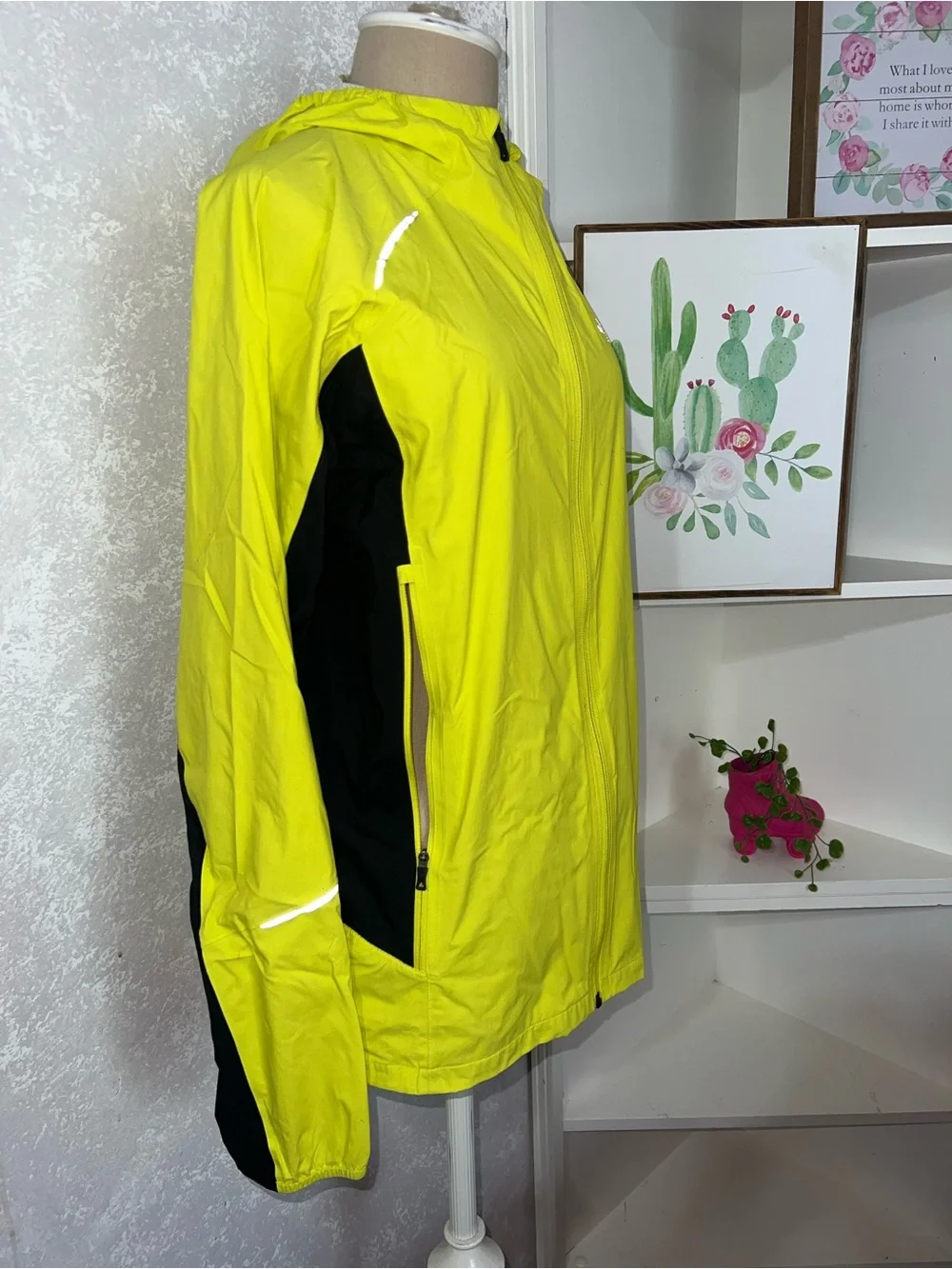 The North Face Men’s Neon Yellow Hooded Ski Jacket with Black Panels